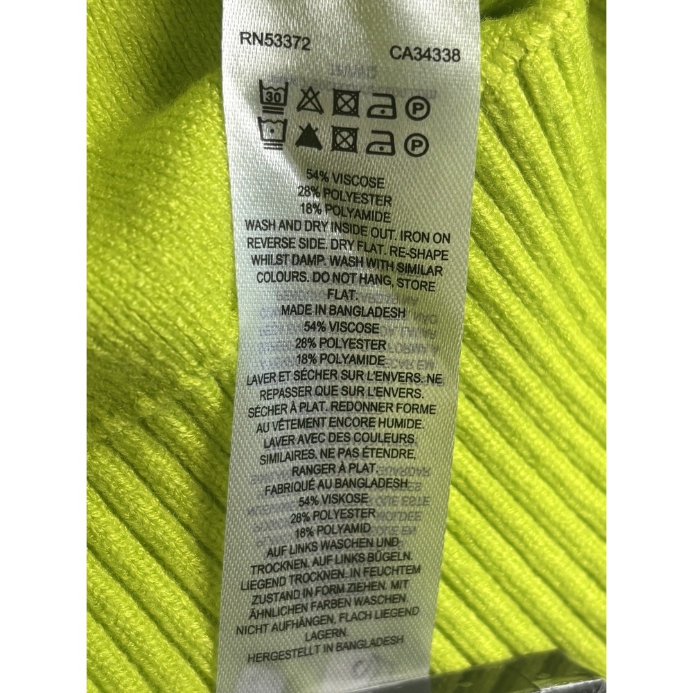 NWT French Connection Lime Punch Raglan Crew Neck Sweater L Soft Knit Neon Bold - Picture 4 of 12
